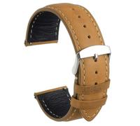 sourcing map Leather Watch Strap, 24mm Quick Release Watch Band with Stainless Steel Silver Buckle Soft Leather Watch Band for Men and Ladies, Light Brown