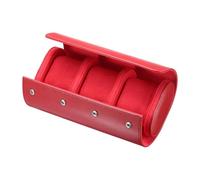 sourcing map Leather Watch Travel Case Single Watch Roll Storage Box Organizer for Men Women Watch Holding Storaging Displaying, 3 Slot, Red
