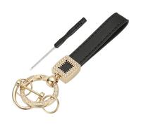 sourcing map Leather Wristlet Keychain, Car Key Chain Holder with Gold Key Ring and Anti-Lost D Ring, Keychain Wristband for Women Men, Black