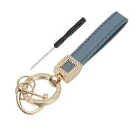 sourcing map Leather Wristlet Keychain, Car Key Chain Holder with Gold Key Ring and Anti-Lost D Ring, Keychain Wristband for Women Men, Blue
