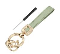 sourcing map Leather Wristlet Keychain, Car Key Chain Holder with Gold Key Ring and Anti-Lost D Ring, Keychain Wristband for Women Men, Green