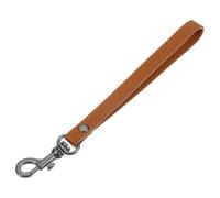 sourcing map Leather Wristlet Strap, 20cm/7.87" Long Keychain Hand Strap, Leather Replacement Wrist Strap for Purse, Clutch, Wallet, Keychain Bag (Brown Leather, Black Clasp)