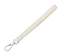 sourcing map Leather Wristlet Strap, 20cm/7.87" Long Keychain Hand Strap, Leather Replacement Wrist Strap for Purse, Clutch, Wallet, Keychain Bag DIY (Cream White Leather, Silver Clasp)