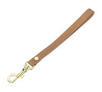 sourcing map Leather Wristlet Strap, 20cm/7.87" Long Keychain Hand Strap, Leather Replacement Wrist Strap for Purse, Clutch, Wallet, Keychain Bag (Light Gold Leather, Gold Clasp)
