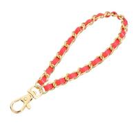 sourcing map Leather Wristlet Strap, 7" Hand Wrist Lanyard Leather Wristlet Strap Replacement Wrist Strap for Clutch Wallet Keychain Bags DIY, Gold+Red