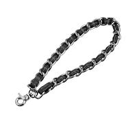 sourcing map Leather Wristlet Strap, 8" Hand Wrist Lanyard Leather Replacement Wrist Strap for Clutch Wallet Keychain Bags DIY, Black + Silver Tone