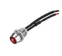 sourcing map LED Indicator Light AC/DC 12V 8mm Panel Mount Red LED Signal Lamp Metal Shell 2Pcs