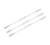 sourcing map LED Strip Dimmer, 12V to 24V 12A Mini Brightness Adjustable Controller Lamp Switch with DC Plugs for Single Color Strips, White Pack of 3