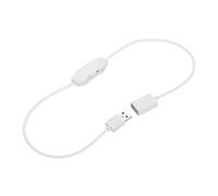 sourcing map LED Strip Dimmer, DC 5V 3A Rotary Brightness Adjustable Controller Lamp Switch with USB Connectors for Single Color Strips, White