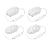 sourcing map LED Strip Dimmer Switch 12-24V DC PWM Rotary Inline Dimmer Controller with DC Jack Cord for LED Strips Lights, White, Pack of 4