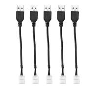 sourcing map LED Strip Light Connector 2 Pin 10mm Solderless Connector to USB Cable 150mm Length Black 5Pcs