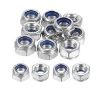 sourcing map Left-hand Lock Nuts, M8x1.25mm 304 Stainless Steel Thread Hex Nylon Insert Lock Nut for Assembling and Fastening, Silver 10pcs