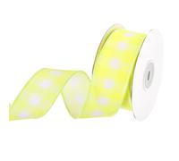 sourcing map Lemon Yellow Checkered Ribbon,1.5 Inch x 10 Yards Wired Edge Gingham Ribbon Farmhouse Plaid Ribbon for Gift Wrapping, DIY, Christmas Decoration and Bows Craft