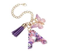 sourcing map Letter a Cup Chain, Bag Chain, Key Chain, Initial Letter Pendant Decorations Handle Chain, Cute Decor Accessories with a Butterfly (Letter-A, Stone-Shaped)