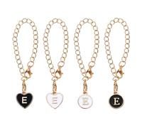 sourcing map Letter Charm Accessories for Tumbler Cup, 2pcs Round Charm Chain and 2pcs Heart Shaped Name ID Charm for Water Bottle, Black/White(Letter E)