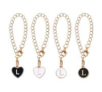 sourcing map Letter Charm Accessories for Tumbler Cup, 2pcs Round Charm Chain and 2pcs Heart Shaped Name ID Charm for Water Bottle, Black/White(Letter L)