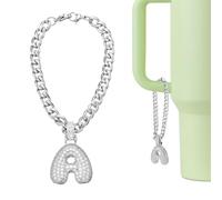 sourcing map Letter Charm for Stanley Tumbler Cup, Bubble Cute Initial A Letter Charm Accessories Name ID with Glitter Rhinestone for Tumblers or Other Water Cups with Handle for Women, White