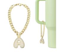 sourcing map Letter Charm for Stanley Tumbler Cup, Bubble Cute Initial A Letter Charm Accessories Name ID with Glitter Rhinestone for Tumblers or Other Water Cups with Handle for Women, Gold