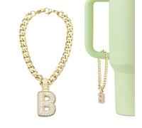 sourcing map Letter Charm for Stanley Tumbler Cup, Bubble Cute Initial B Letter Charm Accessories Name ID with Glitter Rhinestone for Tumblers or Other Water Cups with Handle for Women, Gold