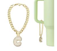sourcing map Letter Charm for Stanley Tumbler Cup, Bubble Cute Initial C Letter Charm Accessories Name ID with Glitter Rhinestone for Tumblers or Other Water Cups with Handle for Women, Gold