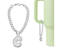 sourcing map Letter Charm for Stanley Tumbler Cup, Bubble Cute Initial C Letter Charm Accessories Name ID with Glitter Rhinestone for Tumblers or Other Water Cups with Handle for Women, White