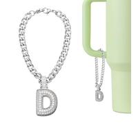 sourcing map Letter Charm for Stanley Tumbler Cup, Bubble Cute Initial D Letter Charm Accessories Name ID with Glitter Rhinestone for Tumblers or Other Water Cups with Handle for Women, White