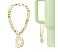 sourcing map Letter Charm for Stanley Tumbler Cup, Bubble Cute Initial D Letter Charm Accessories Name ID with Glitter Rhinestone for Tumblers or Other Water Cups with Handle for Women, Gold
