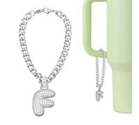 sourcing map Letter Charm for Stanley Tumbler Cup, Bubble Cute Initial F Letter Charm Accessories Name ID with Glitter Rhinestone for Tumblers or Other Water Cups with Handle for Women, White