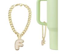 sourcing map Letter Charm for Stanley Tumbler Cup, Bubble Cute Initial F Letter Charm Accessories Name ID with Glitter Rhinestone for Tumblers or Other Water Cups with Handle for Women, Gold