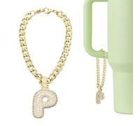 sourcing map Letter Charm for Stanley Tumbler Cup, Bubble Cute Initial P Letter Charm Accessories Name ID with Glitter Rhinestone for Tumblers or Other Water Cups with Handle for Women, Gold