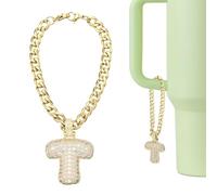 sourcing map Letter Charm for Stanley Tumbler Cup, Bubble Cute Initial t Letter Charm Accessories Name ID with Glitter Rhinestone for Tumblers or Other Water Cups with Handle for Women, Gold