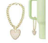 sourcing map Letter Charm for Stanley Tumbler Cup, Bubble Cute Initial V Letter Charm Accessories Name ID with Glitter Rhinestone for Tumblers or Other Water Cups with Handle for Women, Gold