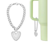 sourcing map Letter Charm for Stanley Tumbler Cup, Bubble Cute Initial V Letter Charm Accessories Name ID with Glitter Rhinestone for Tumblers or Other Water Cups with Handle for Women, White