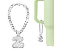 sourcing map Letter Charm for Stanley Tumbler Cup, Bubble Cute Initial Z Letter Charm Accessories Name ID with Glitter Rhinestone for Tumblers or Other Water Cups with Handle for Women, White