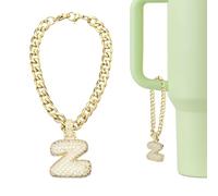 sourcing map Letter Charm for Stanley Tumbler Cup, Bubble Cute Initial Z Letter Charm Accessories Name ID with Glitter Rhinestone for Tumblers or Other Water Cups with Handle for Women, Gold