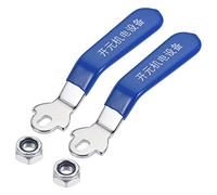 sourcing map Lever Handle Iron Chrome Plated Replacement 180 Degree with Plastic Grip Blue for 8x5mm Square Stem Ball Valve 2Pcs