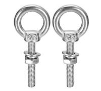 sourcing map Lifting Eye Bolt, 2 Sets M4x25mm Eye Bolt with Nut Washer 304 Stainless Steel Shoulder Lifting Ring Eye Bolt for Hanging Item
