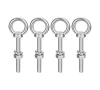 sourcing map Lifting Eye Bolt, 4 Sets M10 x 80mm Eye Bolt with Nut Washer 304 Stainless Steel Shoulder Lifting Ring Eye Bolt for Hanging Item