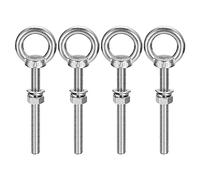 sourcing map Lifting Eye Bolt, 4 Sets M8x80mm Eye Bolt with Nut Washer 304 Stainless Steel Shoulder Lifting Ring Eye Bolt for Hanging Item
