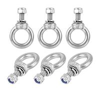 sourcing map Lifting Eye Bolt M5 x 12.5mm Male Thread with Hex Screw Nut Gasket Flat Washer for Hanging Securing Chain Wire Rope, 304 Stainless Steel, 6 Sets