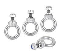 sourcing map Lifting Eye Bolt M6 x 12mm Male Thread with Hex Screw Nut Gasket Flat Washer for Hanging Securing Chain Wire Rope, 304 Stainless Steel, 4 Sets