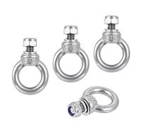 sourcing map Lifting Eye Bolt M8 x 14mm Male Thread with Hex Screw Nut Gasket Flat Washer for Hanging Securing Chain Wire Rope, 304 Stainless Steel, 4 Sets