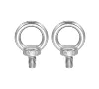 sourcing map Lifting Shoulder Eye Bolt M12 x 19.8 mm, 304 Stainless Steel Ring Shape Male Thread Eyebolt for Engineering Port Marine Hammocks Hanging Pack of 2