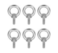 sourcing map Lifting Shoulder Eye Bolt M4 x 9.3 mm, 304 Stainless Steel Ring Shape Male Thread Eyebolt for Engineering Port Marine Hammocks Hanging Pack of 6