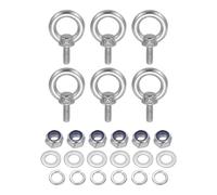 sourcing map Lifting Shoulder Eye Bolt M4 x 9.3 mm, 304 Stainless Steel Ring Shape Male Thread Eyebolt with Nuts Washers for Engineering Port Marine Hanging Pack of 10