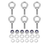 sourcing map Lifting Shoulder Eye Bolt M8 x 30 mm, 304 Stainless Steel Ring Shape Male Thread Eyebolt with Nuts Washers for Engineering Port Marine Hanging Pack of 6