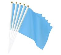 sourcing map Light Blue Flag Stick Hand Held Small Mini DIY Flag Banner 8.2 Inch x 5.5 Inch Rectangle for Festival Events Party Decoration Pack of 50