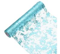 sourcing map Light Blue Table Runner Roll 11.4" x 30 Feet Sequin Foil Metallic Mesh Table Runner Decor Table Decorations for Wedding, Birthday Party, Christmas, New Year