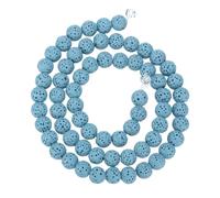 sourcing map Light Blue Volcanic Rock Beads 6mm Essential Oil Diffuser Stone, Volcanic Stone Loose Round Bead for DIY Jewelry Bracelet (1 Strand, 65pcs)