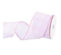 sourcing map Light Pink Checkered Ribbon,2.5 Inch x 10 Yards Wired Edge Gingham Ribbon Farmhouse Plaid Ribbon for Gift Wrapping, DIY, Christmas Decoration and Bows Craft